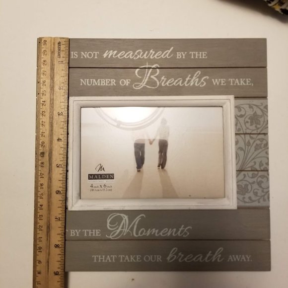 Picture Frame, 4 x 6 Frame, Life is Not Measured Script, Sunwashed Gray White - Picture 4 of 4